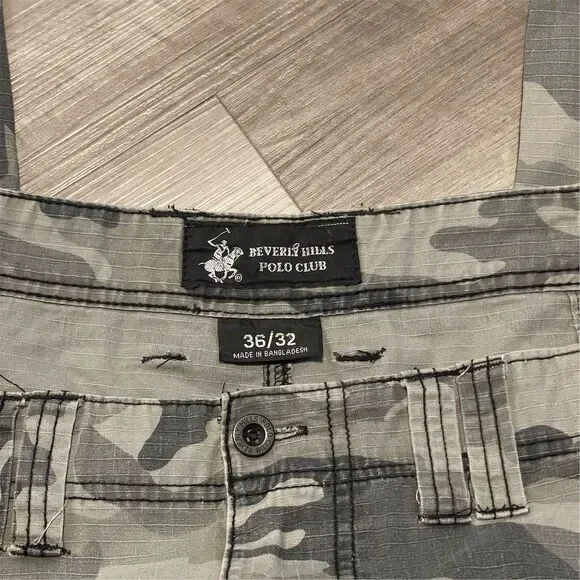Beverly Hills Polo Club Men's Camouflage Cargo Pants Size 36 Inseam 32 - Picture 5 of 8